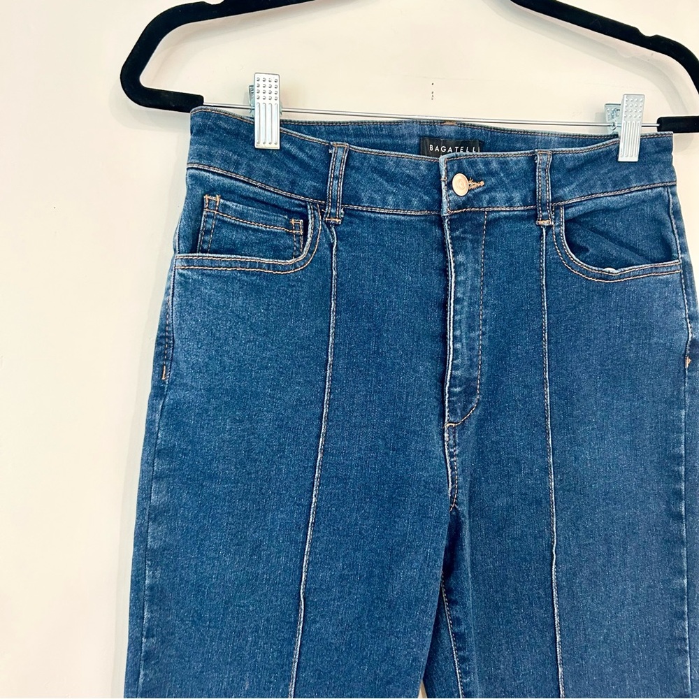 Bagatelle Women’s High-Rise Seam Front Jeans in Dark Blue Size 28